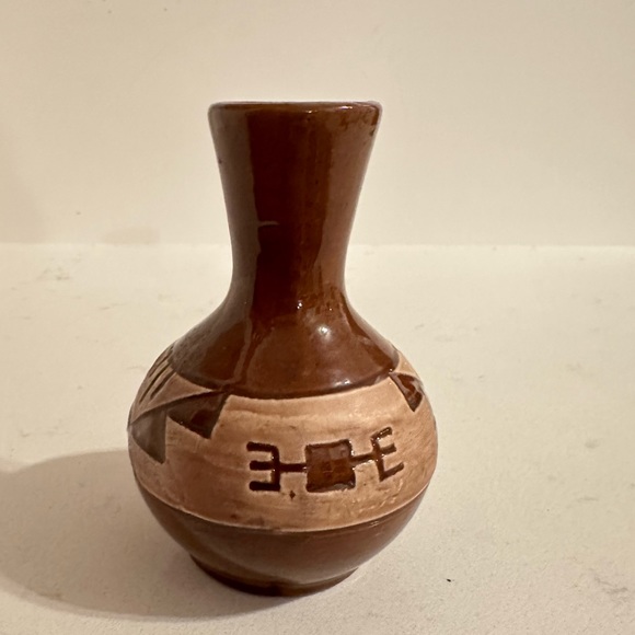 Other - Brown Small Native Vase 4" Tall Signed
